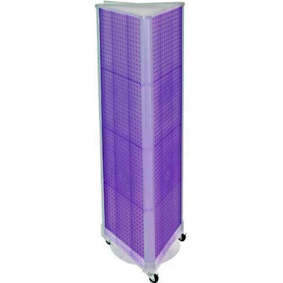 Azar Displays 700451-PUR Three-Sided Spinning Pegboard W/ Wheels, 16" x 60", Purple Opaque ,1 Piece