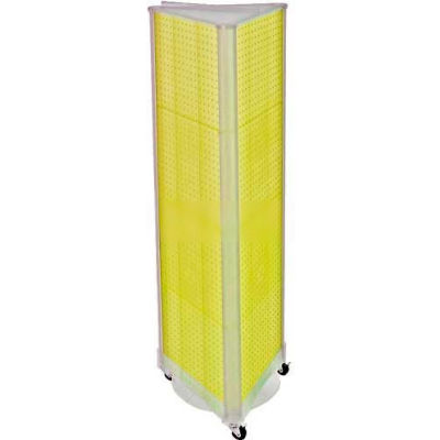 Azar Displays 700451-YEL Three-Sided Spinning Pegboard W/ Wheels, 16" x 60", Yellow Opaque ,1 Piece