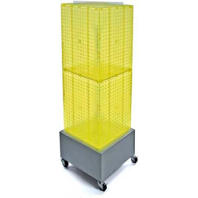Azar Displays 701415-YEL Interlocking Pegboard Countertop Display W/ Wheels, 14" x 40", Yellow