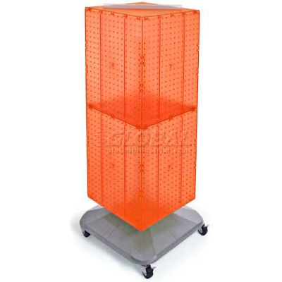 Azar Displays 701436-ORG 4-Sided Interlocking Pegboard Floor Display, 14" x 40", Orange Opaque