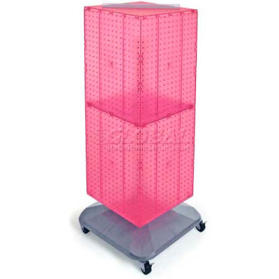 Azar Displays 701436-PNK 4-Sided Interlocking Pegboard Floor Display, 14" x 40", Pink Opaque