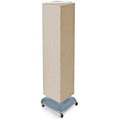 Azar Displays 701465-ALM 4-Sided Interlocking Pegboard Floor Display W/ Wheels, 14" x 60", Almond