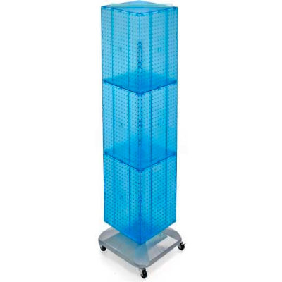 Azar Displays 701465-BLU 4-Sided Interlocking Pegboard Floor Display W/ Wheels, 14" x 60", Blue