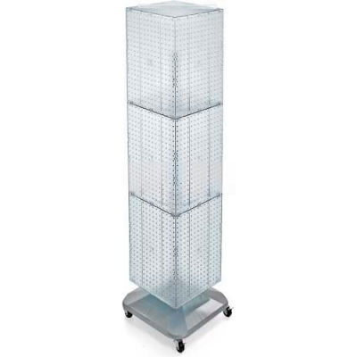 Azar Displays 701465-CLR 4-Sided Interlocking Pegboard Floor Display W/ Wheels, 14" x 60", Clear