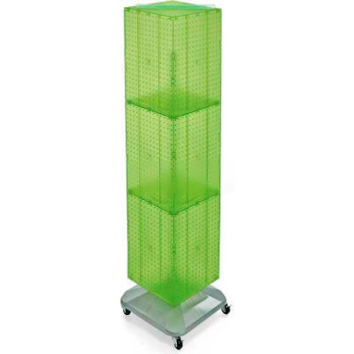 Azar Displays 701465-GRE 4-Sided Interlocking Pegboard Floor Display W/ Wheels, 14" x 60", Green