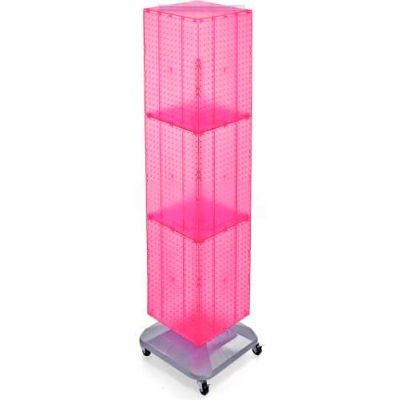 Azar Displays 701465-PNK 4-Sided Interlocking Pegboard Floor Display W/ Wheels, 14" x 60", Pink