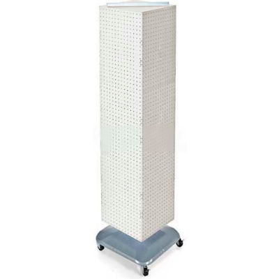 Azar Displays 701465-WHT 4-Sided Interlocking Pegboard Floor Display W/ Wheels, 14" x 60", White