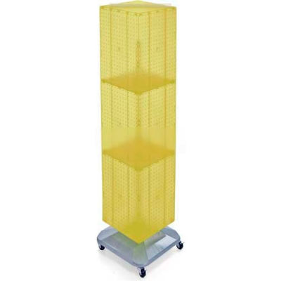 Azar Displays 701465-YEL 4-Sided Interlocking Pegboard Floor Display W/ Wheels, 14" x 60", Yellow