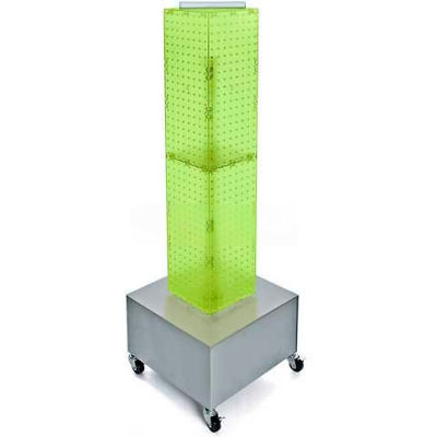 Azar Displays 703386-GRE 4-Sided Interlocking Pegboard Display W/ Wheels, 8" x 40", Green Opaque