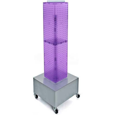 Azar Displays 703386-PUR 4-Sided Interlocking Pegboard Display W/ Wheels, 8" x 40", Purple Opaque