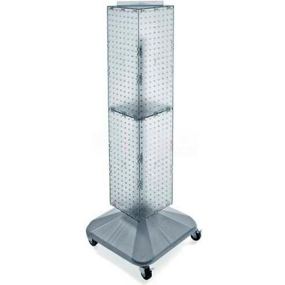 Azar Displays 703388-CLR 4-Sided Interlocking Pegboard Display W/ Wheels, 8" x 40", Clear Opaque