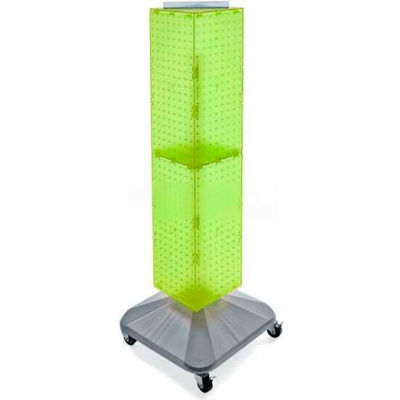Azar Displays 703388-GRE 4-Sided Interlocking Pegboard Display W/ Wheels, 8" x 40", Green Opaque