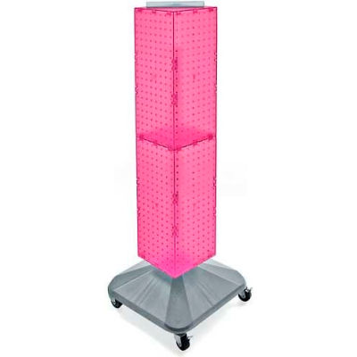 Azar Displays 703388-PNK 4-Sided Interlocking Pegboard Display W/ Wheels, 8" x 40", Pink Opaque