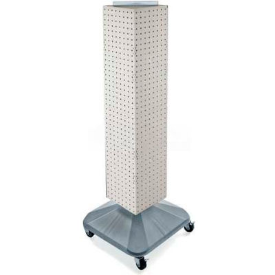 Azar Displays 703388-WHT 4-Sided Interlocking Pegboard Display W/ Wheels, 8" x 40", White Solid