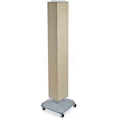 Azar Displays 703390-ALM 4-Sided Interlocking Pegboard Display W/ Wheels, 8" x 60", Almond Solid
