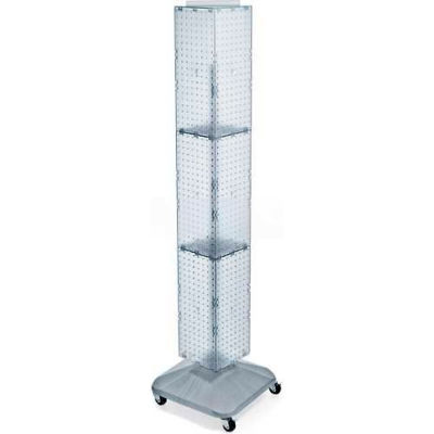 Azar Displays 703390-CLR 4-Sided Interlocking Pegboard Display W/ Wheels, 8" x 60", Clear Opaque