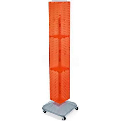 Azar Displays 703390-ORG 4-Sided Interlocking Pegboard Display W/ Wheels, 8" x 60", Orange Opaque