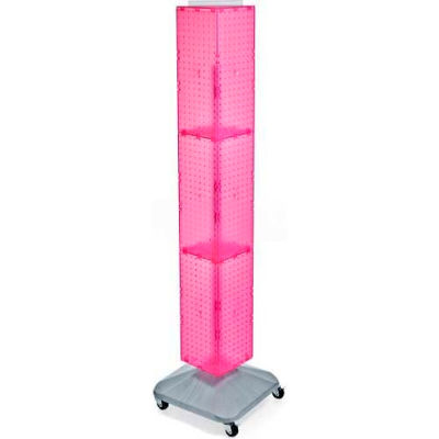 Azar Displays 703390-PNK 4-Sided Interlocking Pegboard Display W/ Wheels, 8" x 60", Pink Opaque