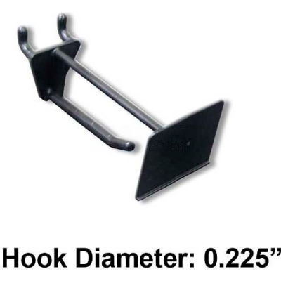 Azar Displays 800012-BLK 2" Opaque Plastic Pegboard Scan Hook, Black