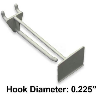 Azar Displays 800014-WHT 4" Opaque Plastic Pegboard Scan Hook, White