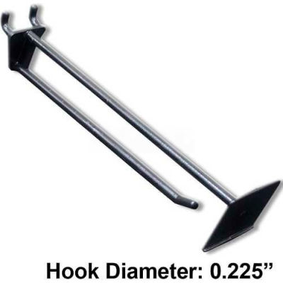 Azar Displays 800018-BLK 8" Opaque Plastic Pegboard Scan Hook, Black