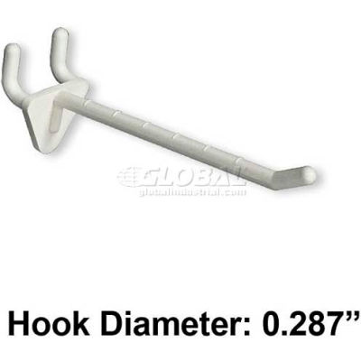 Azar Displays 800074-WHT 4" Opaque Plastic Hook, White