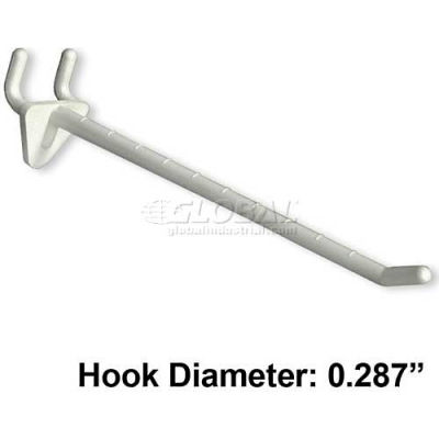 Azar Displays 800076-WHT 6" Opaque Plastic Hook, Clear