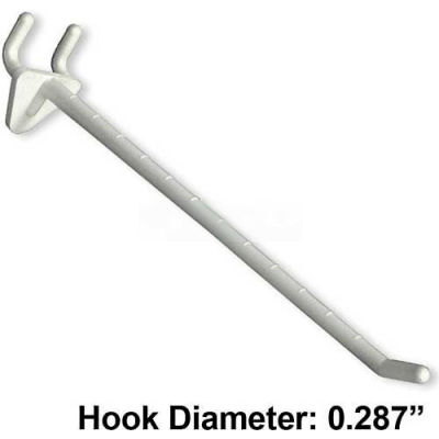 Azar Displays 800078-WHT 8" Opaque Plastic Hook, White