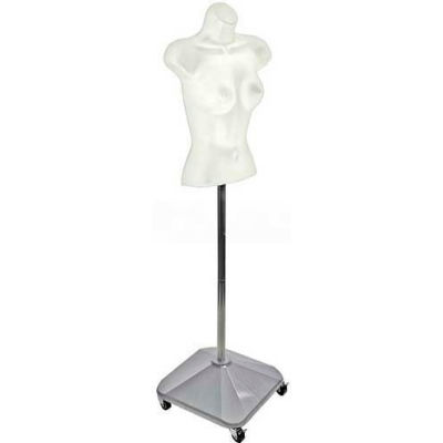Azar Displays 900505-WHT Plastic Female Form On Wheeled Plastic Base, 60" OAH, White ,1 Piece