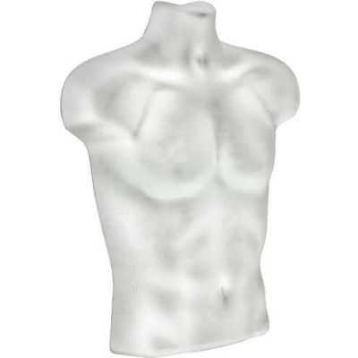 Azar Displays 900518-WHT Plastic Male Torso For Pegboard/Slatwall, 22.75" High, White