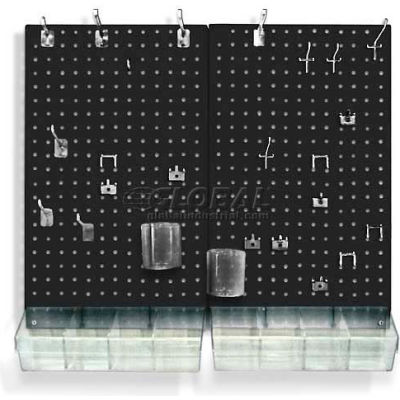 Azar Displays 900945-BLK Pegboard Room Organizer Kit, Hardware Included, Black Opaque ,1 Piece