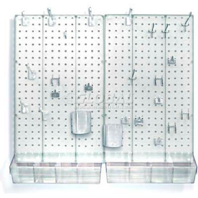 Azar Displays 900945-CLR Pegboard Room Organizer Kit, Hardware Included, Clear Opaque ,1 Piece