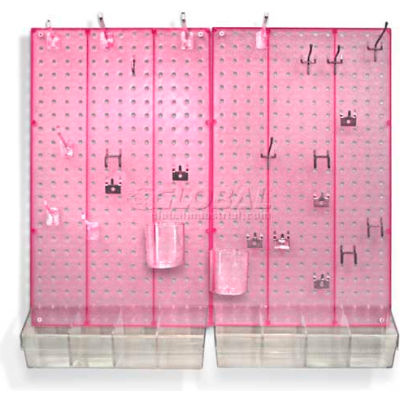 Azar Displays 900945-PNK Pegboard Room Organizer Kit, Hardware Included, Pink Opaque ,1 Piece