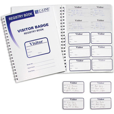 C-Line produits Visitor Badges avec registre journal, 150/Pack