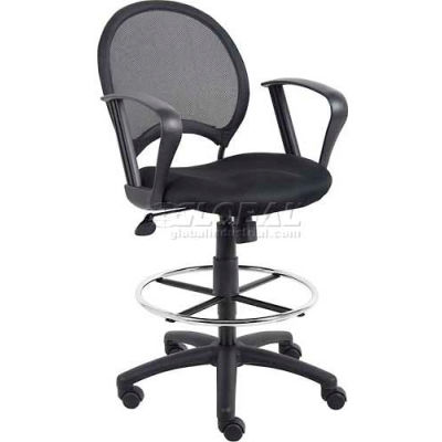 Tabouret à dessin en maille Boss avec accoudoir fixe - noir