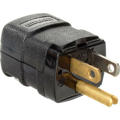 Bryant 5966VBK Valise Straight Blade Plug, 15A, 125V, Black