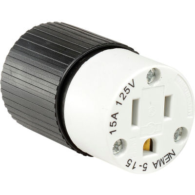 Bryant BRY5269NC TECHSPEC® Straight Blade Connector, 15A, 125V, Black/White
