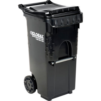 Global Industrial™ Mobile Trash Container, 35 Gallon Noir