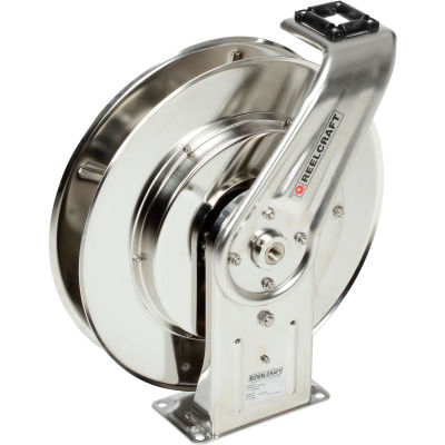 Reelcraft 7800 OLS 1/2"x50' 500 PSI Stainless Steel Spring Retractable Low Pressure Hose Reel