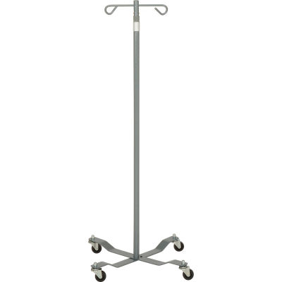 Drive Medical 13033SV Economy Removable Top IV Pole, Silver Vein, 2 Hook, 40"- 82" Height