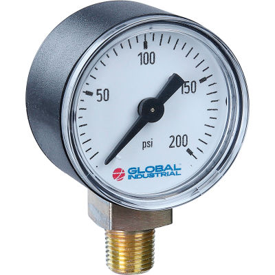 Global Industrial 2-1/2" Pressure Gauge, 160 PSI, 1/4" NPT LM, Plastic