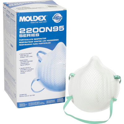 Moldex 2200 Series N95 Particulate Respirator Mask, Low Profile, 20/Box, 2207N95