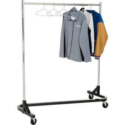 Rolling Z Rack - Heavy Duty Square Tubing (RZ/1) - Chrome Upright & Hangrail - Black Base