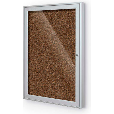 Balt® Enclosed Bulletin Board - 1 Door - Tan Rubber - Silver Aluminum Frame - 24"W x 36"H