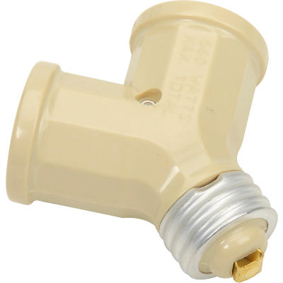 Leviton 128-00I Twin Incandescent Lampholder Socket Adapter, Ivory - Pkg Qty 10