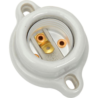 Leviton 9878 Incandescent Lampholder, Keyless, Porcelain, Medium Base, 660W - Pkg Qty 2