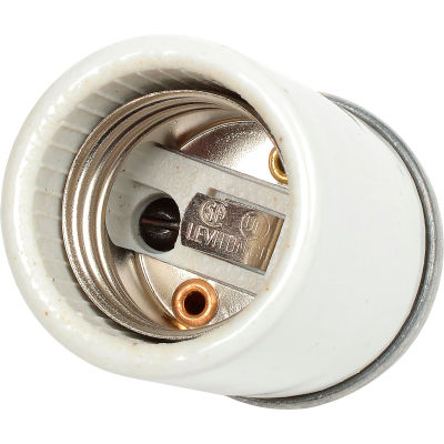 Leviton 10049 Medium Base, Incandescent, Glazed Porcelain Lampholder, White - Pkg Qty 10