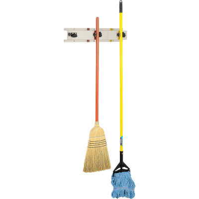 Bobrick Mop/Broom Holder, acier inoxydable, 24", 3 broches - B223x24