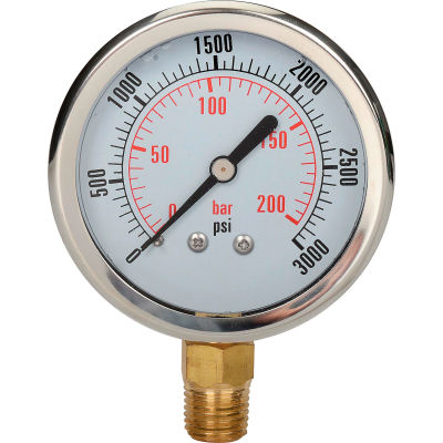 Dynamic 2 1/2 " Fluid Glycerine Filled Pressure Gage Stem 3000 PSI