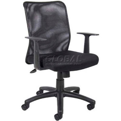 Interion® Chaise de bureau Mesh avec bras réglables & mid back, tissu, noir